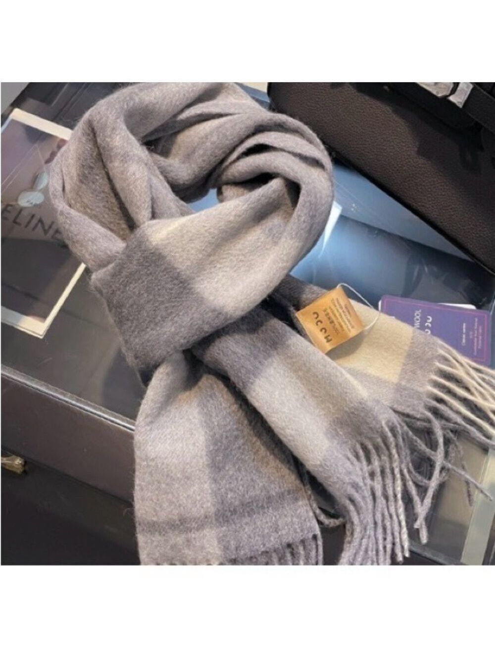 Gray Checkered Scarf